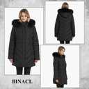 BINACL Women's Fashion Hoodie Thickened Black Jacket, Down Alternative Spring Gift Parka Puffer Cotton Padding Outwear Climbing Long Sleeve Jacket with Fur Hood Great with Sweaters(Black,XL)