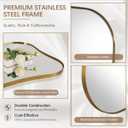 ANDY STAR Brushed Gold Bathroom Mirror 24x36'', Brass Scalloped Mirrors Irregular Asymetrical Mirror Butterfly-Shaped in 1'' Anti-Rust Stainless Steel Metal Frame Wall Mounted for Bathroom Vanity
