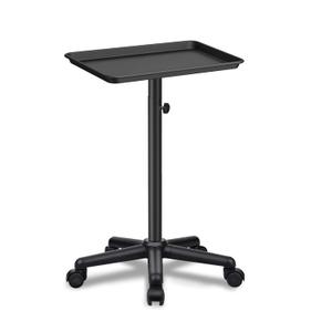 Salon Tray Cart with Storage Platform, Aluminum Tattoo Tray with Wheels Trolley Adjustable Height, Salon Tray Equipment Service Instrument Storage Tray Accessory for Salon & Spa Use, Black