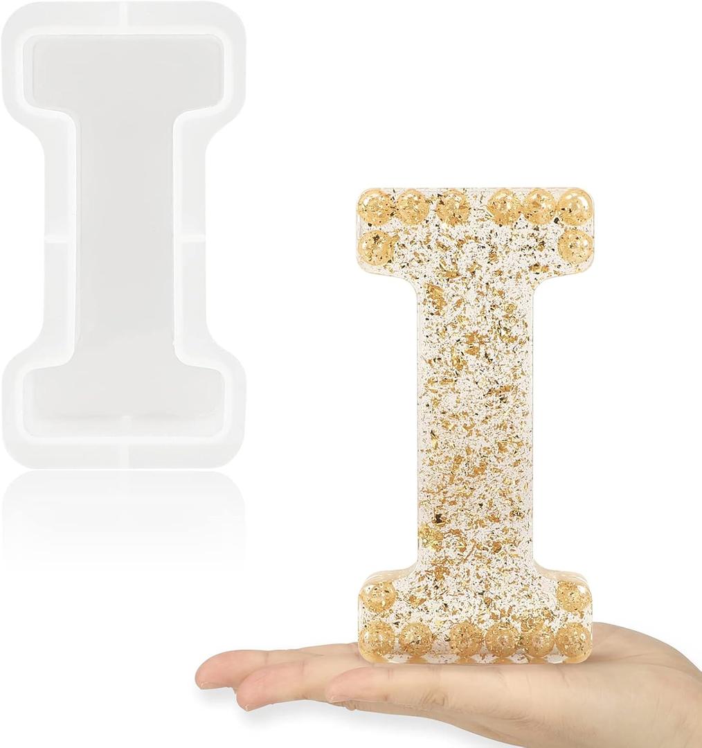 Gartful 7 Inch Large Letter Molds for Resin, 3D I Capital Alphabet Epoxy Resin Mold, A to Z Thick Resin Letter Molds for Making Letters, Word Sign Art, DIY Crafts, Making Cake, Party Home Decor