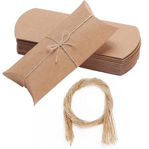 Mr. Pen- Kraft Pillow Boxes, 6.3x3.4x1.3 in, 25 Pack with Jute Twines, Kraft Gift Boxes, Paper Boxes for Gifts, Paper Pillow Candy Box, Pillow Boxes Craft, Favor Gift Boxes, Pillow Gift Boxes, Fathers Day Gift