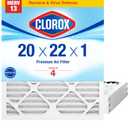 Clorox 20x22x1 Air Filter, MERV 13 Pleated HVAC AC Furnace Air Filters for Allergies, Pet Dander, Smoke and more, MPR 1500 & FPR 10 Pack of 4