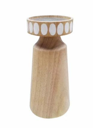HD 8IN WOOD CANDLE HOLDER