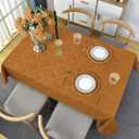 SASTYBALE Christmas Tablecloth Square 52 x 52 Inch Spill Proof Washable Autumn Jacquard Damask Card Table Cloth, Polyester Fabric Table Cover for Fall, Harvest, Holiday, Brown/Amber
