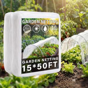 Garden Insect Netting for Raised Beds Extra Large Fruits Tree Netting Pest Barrier White Ultra Fine Mesh Row Bed Covers Net for Vegetable Fruit Protection from Insect Bird Animals(15 x 50 ft)