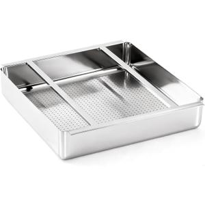 Tuanse Pre Rinse Basket with Stainless Steel Slides Commercial Strainer Basket Heavy Duty Stainless Steel Sink Drain for Restaurant Kitchen Dishwashing Sinks (23.5 x 23.5 x 4 Inch)