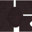 Chenille Bath Rug Set 4 Piece with Toilet Lid Cover and Rug Set Combo, Soft Shaggy Bath Rug Set 3 Piece and U-Shaped Toilet Floor Rug Coffee