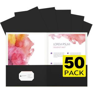 pmybupo 50Pcs Black Two-Pocket Heavyweight File Folder,Letter Size,Paper File Folder for School Office Home Bussines