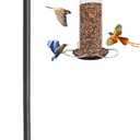 BsBsBest Shepherds Hook for Outdoor Bird Feeder Pole, 62" Plant Hanger with 5 Prongs Base, 4/5" Thick Bird Feeder Poles for Outdoors Heavy Duty Shepherd Hooks for Solar Lights, Squirrel Proof