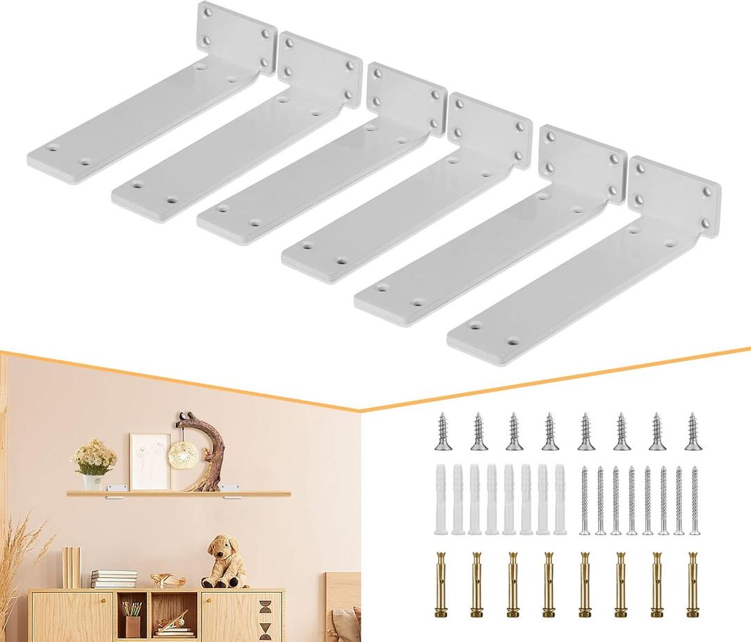 CLT Shelf Bracket( White) , 8 Quarter Inch (1/4") Thick- Max Load: 220 lb Rustic Industrial Modern Farmhouse Heavy Duty Bracket for DIY Table Bench, Pack of 6 CLT Shelf Bracket( White) , 8 Quarter Inch (1/4") Thick- Max Load: 220 lb Rustic Industrial Modern Farmhouse Heavy Duty Bracket for DIY Table Bench, Pack of 6