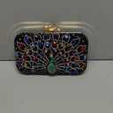 Rhinestone Clutch Purses for Women Square Peacock Black
