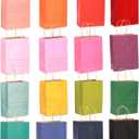 qiqee 32-Packs Paper Bags with Handles Bulk 8.26"6"3.15" Small Gift Bags 16 Different Senior Color Bags Multiple UsesSmall Size