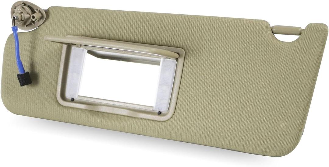 Nakuuly Left Driver Side Sun Visor Beige Compatible with 2016-2022 Honda Pilot 2018-2020 Honda Ridgeline Sunvisor with Mirror with Vanity Light Replaces # 83280-TG7-A12ZA
