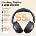 QCY H3 PRO Adaptive ANC Wireless Headphones Over Ear, 50dB Active Noise Cancellation with Multiple Modes, LDAC Hi-Res Wireless Audio, 55H Playtime, Custom EQ via App, Bluetooth 5.4