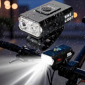 Bike Headlight, Bike Lights for Night Riding, Waterproof Aluminum Alloy, 1000LM T6X2 High Beam, Handlebar Mount with Mounting Strap, Front Bicycle Light for Road Cycling, Mountain Biking