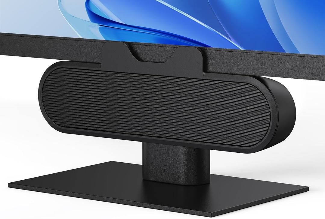 Inwa Computer Speakers for Desktop PC, USB Monitor Speaker Bar with Clip-On, Wired Desk Speakers with HD Stereo Loud Sound, Laptop Speaker Mini Sound Bar, Easily Clamps to Monitor (10W)