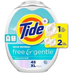Tide PODS Free and Gentle Odor Refresh Laundry Detergent Pacs, 23 Count, Hypoallergenic Laundry Detergent Pacs
