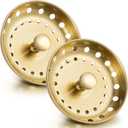 Retisee 2 Pcs Kitchen Sink Stopper Strainer Stainless Steel Drain Strainers for Universal 3-1/2 Inch Kitchen Sink Drain Replacement(Brushed Gold)