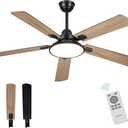 Melkelen Ceiling Fan with Lights and Remote, 52 Inch Outdoor Ceiling Fan with Light, Modern Black Fan with Lights for Covered Patio Farmhouse Bedroom, MK06-BK