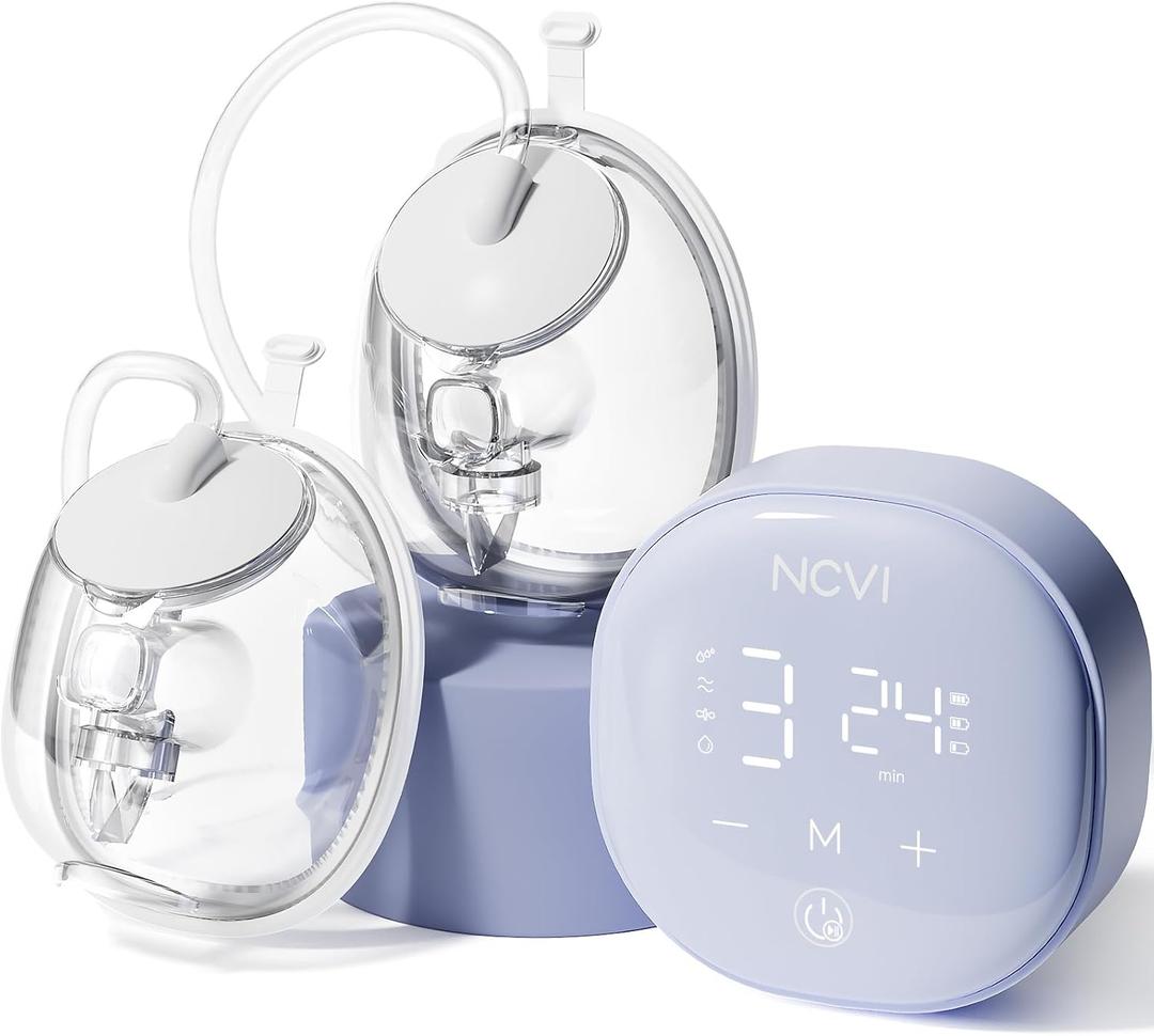 NCVI Wearable Breast Pump, 2 in 1 Hands-Free Breast Pump with 4 Modes 9 Levels, Hospital-Grade Materal, BPA Free, Low Noise Portable Electric Breastfeeding Pump with 21/24mm Flange for Mom