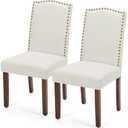 DUMOS Dining Chairs Set of 2, Modern Kitchen Table Chairs with Wooden Legs and Padded Seat, Mid Century Upholstered Accent Chairs for Dining Room Kitchen Living Room Restaurant, Beige