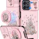 Buleens for Moto G Power 2025 Case - for Motorola Moto G Play 2025 Case Cute Designed with Ring Stand & Camera Cover Women Girl Aesthetic Kawaii Girly Flower Castle Phone Cover Compatible with Magsafe