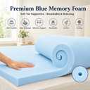 IULULU Mattress Topper King, 2 Inch Gel Memory Foam Bed Topper, Blue