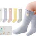 Zando Baby Knee High Socks Girls,Infants Stockings Ruffle Toddler Long Sock,Gift for Newborn (S)