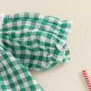 Newborn Baby Girl Smocked Thanksgiving Outfit Infant Plaid Bubble Romper Embroidery Turkey Fall Clothes (2-3T, Green Santa)