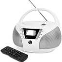 Portable CD Player Boombox with Bluetooth, FM Radio, USB Playback, Stereo Sound, Remote Control, Home Stereo Music System for Seniors and Family Gatherings (White)
