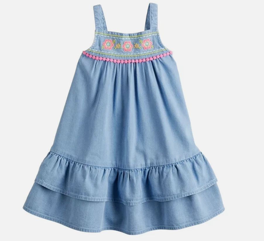 Girls Jumping Beans Dropped Waist Tank Top Dress Blue Jean Chambray 2-7Y