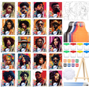 Sherr 140 Pcs 20 Set Pre Drawn Canvas Kit for Painting Craft Sip and Paint Kit for Adults Pre Printed Canvas Painting Favor for Virtual DIY Birthday Gifts Adult's Date Party(Elegant Lady)