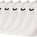 Nike Unisex Adult Everyday Cushioned Training Ankle Socks (6-Pack) | Mens and Womens (White, S)