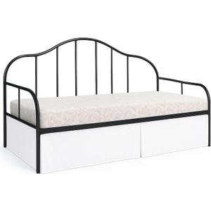 Ready To Rest Twin Daybed Skirt 14 Inch Drop, Pleated Style Bed Skirts for Daybeds, Split Corners with Three Side Coverage (White)