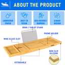 Foldable Bathtub Tray Expandable to 109cm with Bath Bomb and Scented Candle, Adjustable, Waterproof Bamboo Bathtub Caddy with Anti Slip Grip Pads for Home Spa