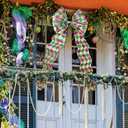 47 Inch Mardi Gras Wreath Bow Large Mardi Gras Bow Decor Gold Purple Green Glitter Ribbon Tree Topper New Orleans Ornament for Carnival Party Wreath Indoor Outdoor Home