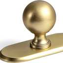 Goo-Ki 6 Pack Zinc Alloy Drawer Knobs with Oval Backplate-0.94 Inch (24mm) Dia Brushed Gold Cabinet Knob in Modern Style