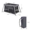 Gromast 2 in 1 Portable Travel Crib for Toddler, Foldable Crib for Baby, Lightweight Playpen Collapsible Playard with Soft Mattress, Easy to Carry Baby Travel Bed for Outdoor, Indoor (Grey)