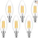 Chandelier LED Light Bulbs 40W Equivalent E26 Base,Dimmable 4W 2700K Warm White,B11 E26 Candelabra Bulb Frosted Flame Bent Tip Shape,6 Pack