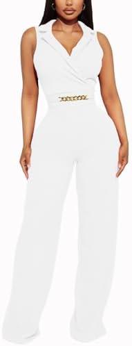 FairyLove Women's Strapless Tube Top Rompers Casual Off Shoulder Printed Sleeveless Belted Wide Leg Jumpsuit with Pockets Large