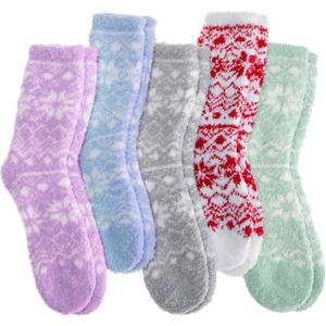 Fuzzy Slipper Socks Thick Fluffy Warm Winter Cozy Plush Soft Sleep Home Socks for Women Men, Medium