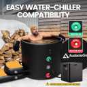 XXL Ice Bath Tub for Athletes, Compatible with Water Chillers, 186-Gallon Inflatable Cold Plunge Tub with Insulated Lid, Step, Thermometer, Water-Absorbent Mat, Portable for Outdoor & Indoor Recovery