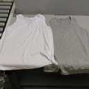 KKJ 2 Pack Womens Tank Tops Workout V Neck Tees Summer Sleeveless Loose Fit Casual Outfits Shirts Fall Fashion Clothes (Large, White/Grey)