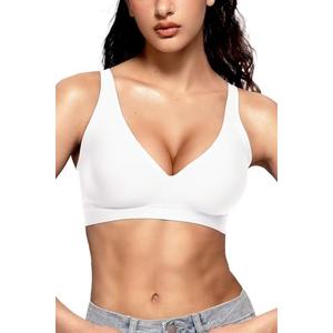 Vertvie Jelly Wireless Bras for Women Push Up Plunge Seamless T-Shirt Bras No Underwire Supportive Full Coverage Bralettes, M