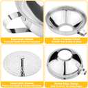 Stainless Steel Canning Funnel with Strainer, 3 Piece Wide & Regular Mouth Jar Funnels Set, Large & Small Metal Funnels with Detachable Umbrella Strainer, for Mason Jars, Jam, Liquids, Dry Goods