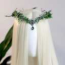 MOSTORY Flower Fairy Crown for Women - Woodland Antler Elf Crown for Renaissance Renfaire Accessories Cosplay Photo Shoot (Green)