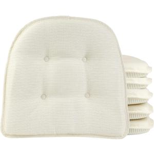Klear Vu Omega Non-Slip Chair Cushions, Assembled in USA, U-Shaped Skid-Proof Seat Pads for Dining Room, Kitchen, Office, 15"x16", 6 Pack, Solid Ivory 6 Count