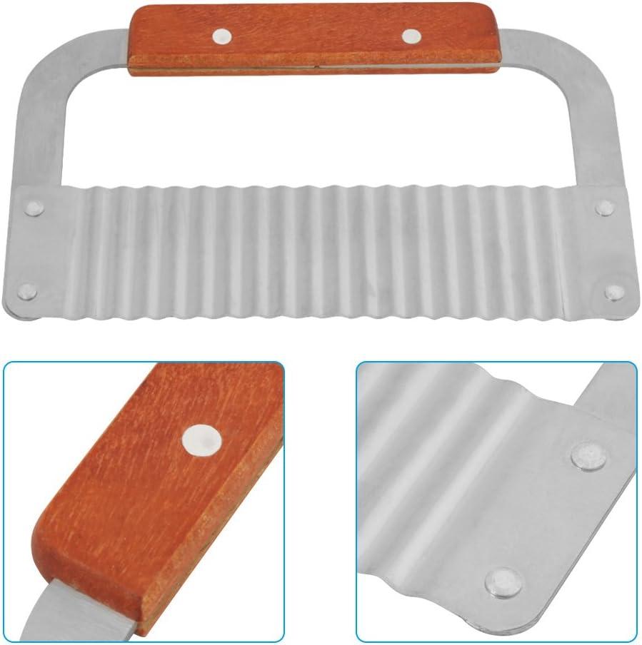 Soap Cutter, Stainless Steel Soap Cutter Crinkle Wax Cutter Wavy Slicer Cutting Tool with Hardwood Handle for Soap Loaf Vegetable Candle Wax Cake