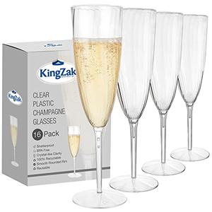Lillian Tablesettings Premium Champagne Flutes 6 oz. Clear Hard Plastic 1-Piece Disposable Glasses - 16 Count