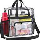 Bagenius Clear Bag Stadium Approved, 12x6x12 Clear bag for Stadium Events, Women's Top-Handle Bags for Concert Festival Work (Black)